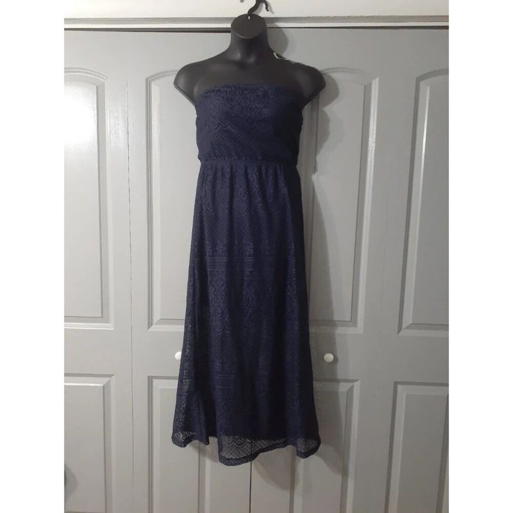 Ultra flirt navy lace strapless dress